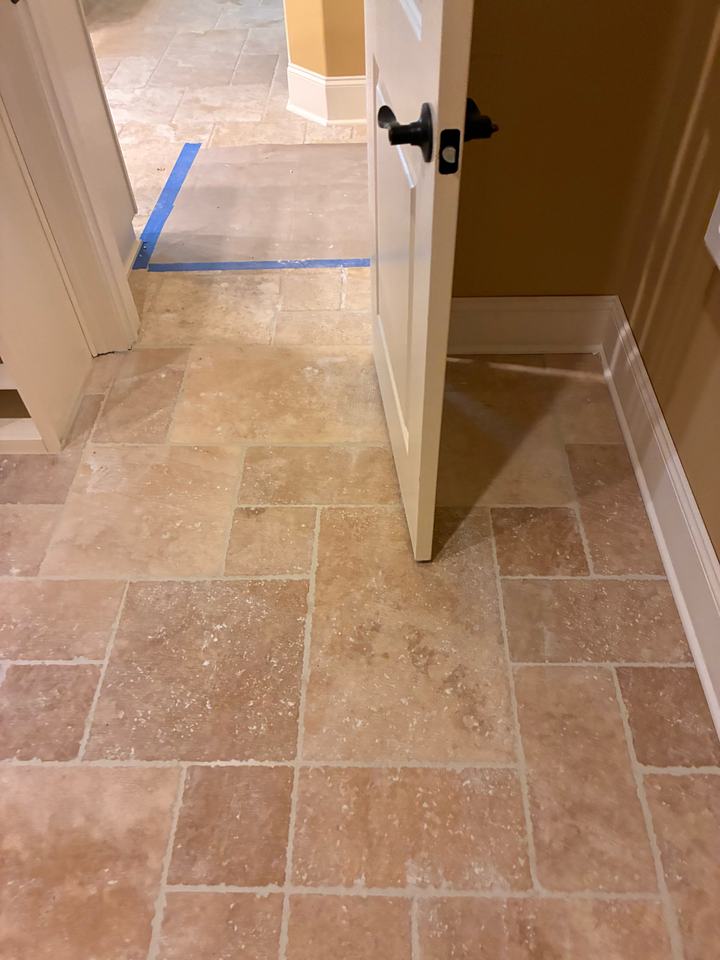 Travertine in a Versailles-style pattern